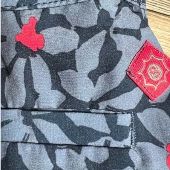 NWOT Sahalie Athletic Skirt Skort Shorts blue with hot pink floral design - Picture 5 of 9